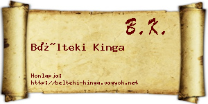 Bélteki Kinga névjegykártya
