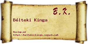 Bélteki Kinga névjegykártya